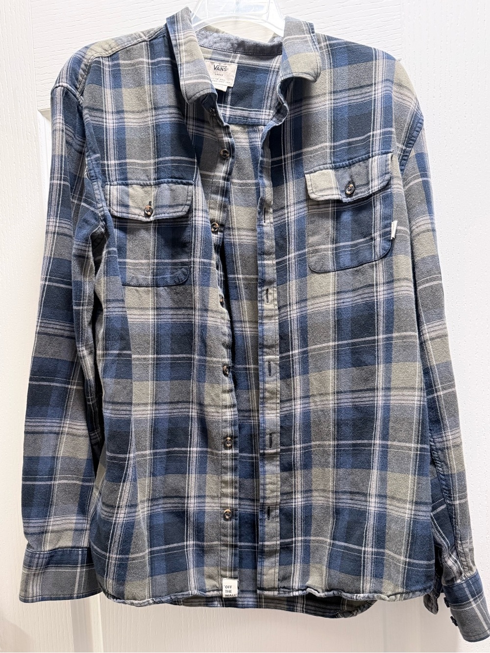 Vans Blue & Gray Plaid Flannel Button-Up Shirt